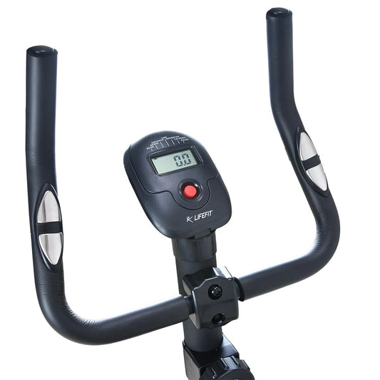 LIFEFIT EB3100 motionscykel 120 kg maks. belastningskapacitet fitnessudstyr med LED-display aerob motionscykel udstyr til hjemmetræning sport