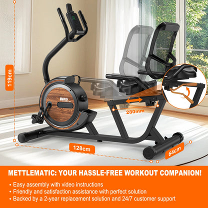 [EU Direkte] Bominfit BM5 Magnetisk Liggende Træningscykel - Ultra-Stille 4KG Svinghjul,Perfekt Gave til Ældre & Rehabilitering,16 Niveauer,150KG Kapacitet,App Tilslutning,Pulsmåler