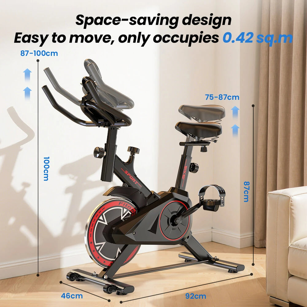 [EU Direct] Formill QK101 Smart Træningscykel Spinning Cykel Indendørs 6 kg Svinghjul Ultra-stille Magnetisk Modstandscykel 120KG Belastningskapacitet med Justerbar Styre og Sæde Professionel Kropsbygning Fitness