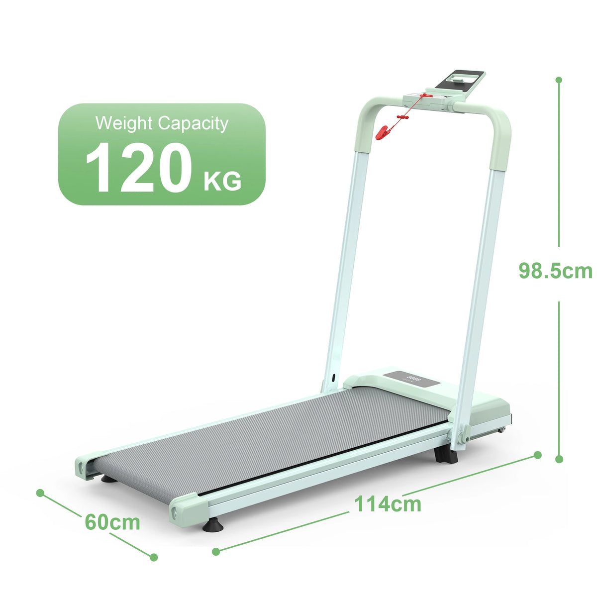 [EU Direct] Bominfit Q29-1B 2 i 1 sammenklappelig løbebånd, 12 km/t topfart, 10% hældning, 120 kg last multi-farvet og bærbar til hjemmekontor