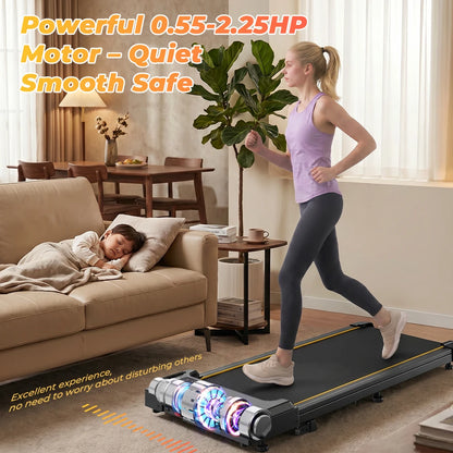 Formill FT31 gåbånd med 12 % stigning, 6 km/t gåbånd til under skrivebordet til hjemmekontoret, smart app-styring og fjernbetjening, LED-display, pladsbesparende