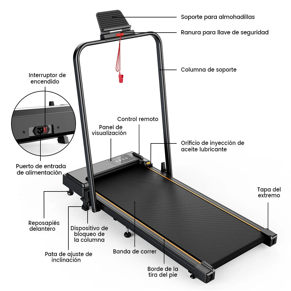 [EU Direct] Formill FT50 2 i 1 Foldbar Løbebånd, 1-12 km/h Under-Desk Gangmåtte med 12% hældning, Elektrisk Løbemaskine med 12 Forudindstillede Programmer og måtteholder, 120 kg Belastning