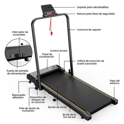 [EU Direct] Formill FT50 2 i 1 Foldbar Løbebånd, 1-12 km/h Under-Desk Gangmåtte med 12% hældning, Elektrisk Løbemaskine med 12 Forudindstillede Programmer og måtteholder, 120 kg Belastning