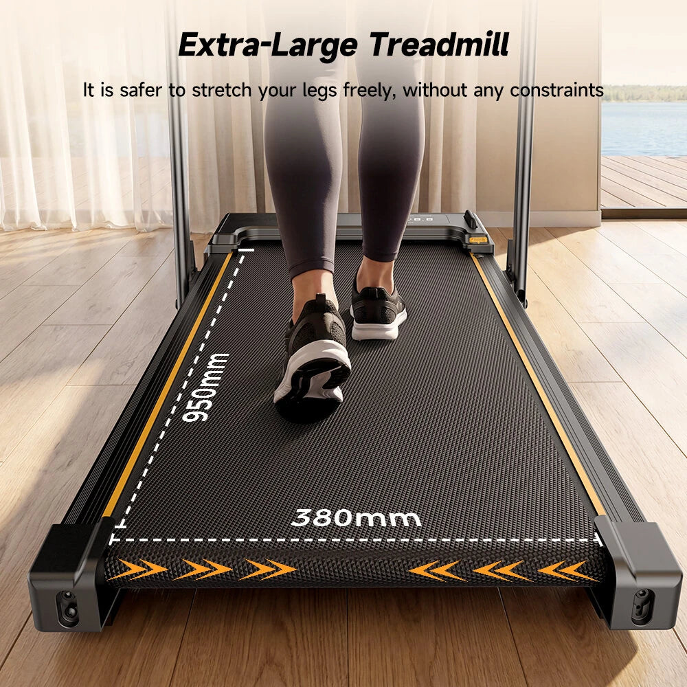 Formill FT50 2-i-1 foldbart løbebånd, 1-12 km/t gangmåtte til under skrivebordet med 12 % hældning, elektrisk løbebånd med 12 forudindstillede programmer og måtteholder, 120 kg belastning