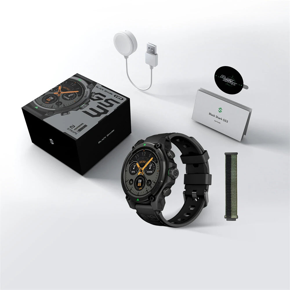 Fitness ur GS3 1,43-tommers AMOLED-skærm GPS