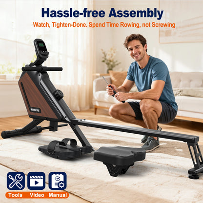 [EU Direkte] Bominfit MC-R200 Magnetisk Roddemaskine - Ultra-stille Svinghjul, 16 Niveauer, Ergonomisk Sæde, 160KG Kapacitet & APP-tilslutning, Pladsbesparende til Hjemmet