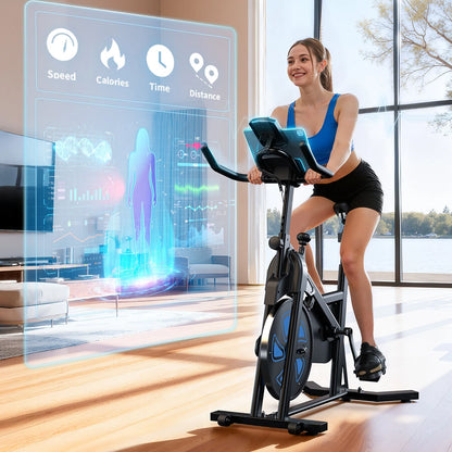Formill QK116C Indendørs Magnetisk Motionscykel - Hviskende Stille 6KG Svinghjul, Modstandsniveauer, 100KG Kapacitet, LCD Skærm, Justerbart Styr & Sæde