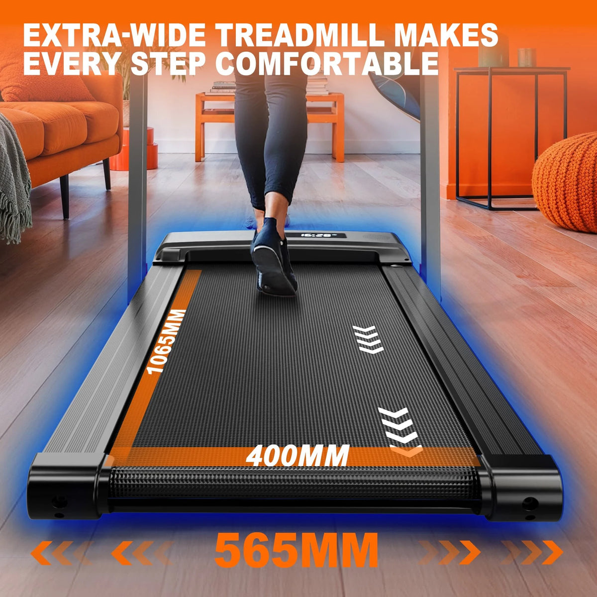 [EU Direkt] Bominfit FT50 4-i-1 Smart Gåpad med Dobbelt LED-display - Topfart 12 km/t,2,5 HK Stille Motor,Fjernbetjening & Appkontrol,120KG Kapacitet,12 Programmer til Hjemmekontor