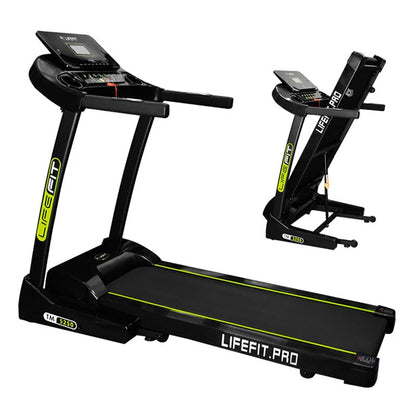 LIFEFIT TM5250 Professionelt foldbart løbebånd, 3HK motor, 17 km/t maksimal hastighed, 120 kg vægtkapacitet, Bluetooth, installationsfrit med LED Smart Display til hjemmetræning