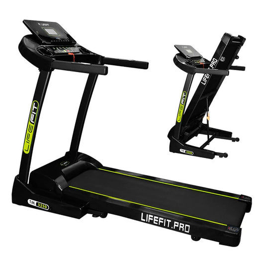LIFEFIT TM5250 Professionelt foldbart løbebånd, 3HK motor, 17 km/t maksimal hastighed, 120 kg vægtkapacitet, Bluetooth, installationsfrit med LED Smart Display til hjemmetræning