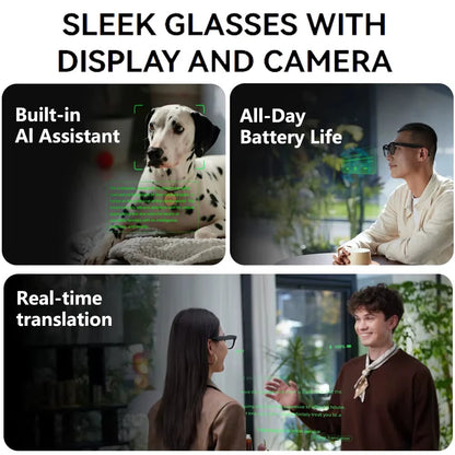 Smartbriller med visuel skærm,realtidsoversættelse,navigationsinformation, temmebetjening