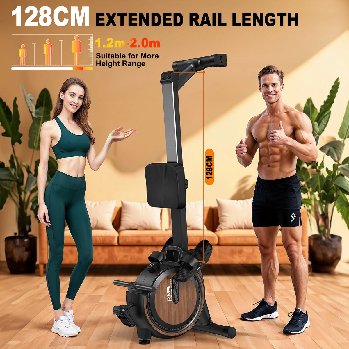 [EU Direct] Bominfit RM5B magnetisk romaskine,6KG ultra-stille svinghjul med 16 modstandsniveauer,150KG maksimallast,indendørs romaskine med APP til hjemmefitness