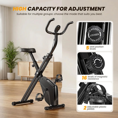Formill YZJ508 magnetisk motionscykel - 6 kg svinghjul, 150 kg maks. belastning, dobbelt remtræk og bremsesystem, smart LCD, sammenfoldelig indendørs cykel til hjemmekontoret