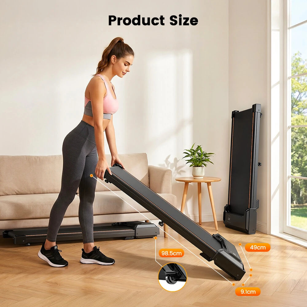 Formill FT33 Gåmåtte Under Bordet Løbebånd, 1-6 km/h Pladsbesparende Elektrisk Løbebånd med 12% Hældning, Vibrationsmassage Hjemmegym Fitnessudstyr, 120 kg Belastning