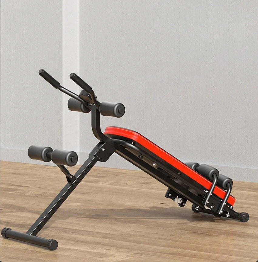 [EU Direct] Bominfit Ab Crunch-maske Foldbar Sidelæg Bughård Træningsbænk 3 Tilt-niveauer Justerbar Abs-træner Kerne-maskine med modstandsbånd og digital LCD-skærm til hjemmegym