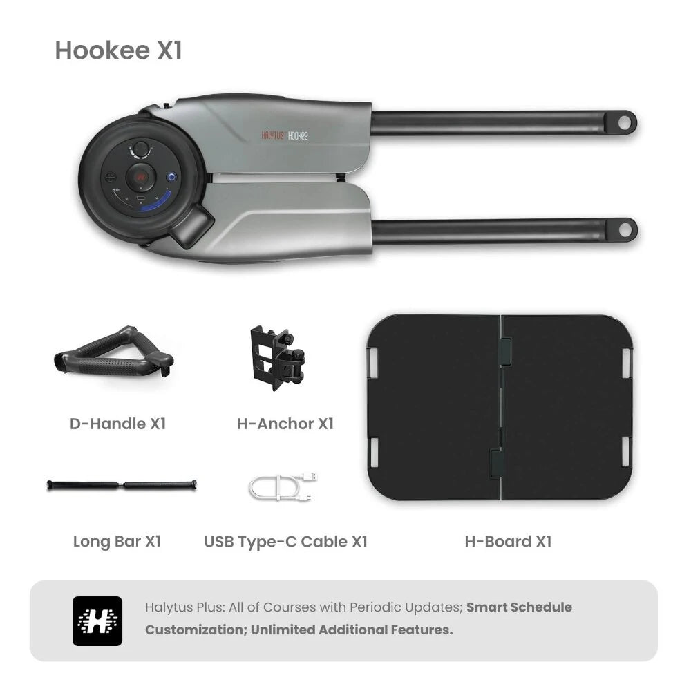 [EU Direkte] HALYTUS Hookee Plus Alt-i-en Smart Fitnessudstyr 5-100 lbs Modstand 20 Niveaus Justerbar Modstand App Træningsguide til Mave Hoftet Ben til Hjemmegymtræning med 1 Års Gratis Kurser