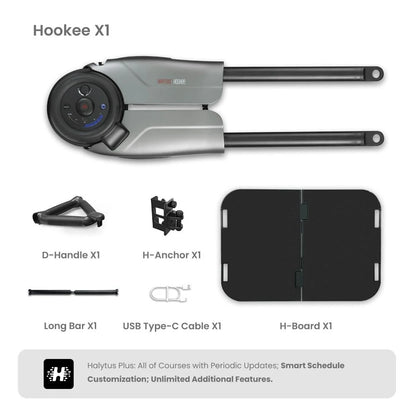 [EU Direkte] HALYTUS Hookee Plus Alt-i-en Smart Fitnessudstyr 5-100 lbs Modstand 20 Niveaus Justerbar Modstand App Træningsguide til Mave Hoftet Ben til Hjemmegymtræning med 1 Års Gratis Kurser