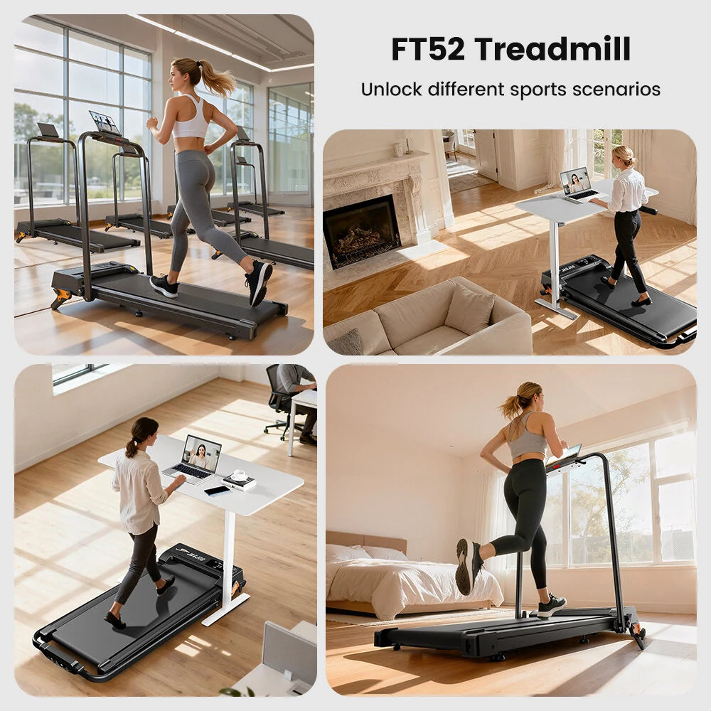 [EU Direct] Formill FT52 gangpad løbebånd med 6% hældning - Topfart 12 km/t,2,5 HK stille motor,fjernbetjening og app-tilslutning,120 kg kapacitet,pladsbesparende til hjemmekontor