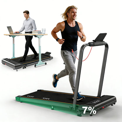 Bominfit TW2 Professionelt Stødabsorberende Løbebånd med 7% Stigning - Topfart 12 km/t, 120 kg Belastning, 7-lags Knæbeskyttelse, Foldbart til Hjem og Kontor