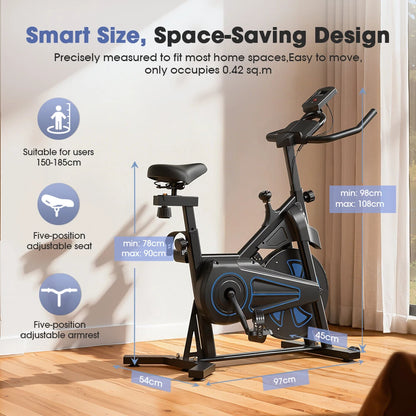 Formill QK116C Indendørs Magnetisk Motionscykel - Hviskende Stille 6KG Svinghjul, Modstandsniveauer, 100KG Kapacitet, LCD Skærm, Justerbart Styr & Sæde