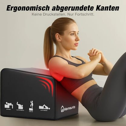 WARMOUNTS 4-i-1 hofthrust-bænk, multifunktionel hofthrust-maskine til styrketræning, balderbridge-boks med håndtag, skridsikret underlag og glat kantdesign, til hjemmebrug og motionscenter