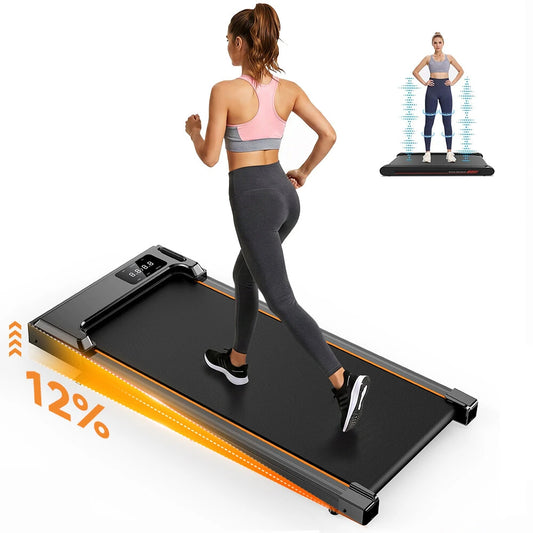 Formill FT33 Gåmåtte Under Bordet Løbebånd, 1-6 km/h Pladsbesparende Elektrisk Løbebånd med 12% Hældning, Vibrationsmassage Hjemmegym Fitnessudstyr, 120 kg Belastning