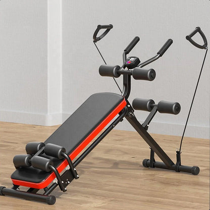 [EU Direct] Bominfit Ab Crunch-maske Foldbar Sidelæg Bughård Træningsbænk 3 Tilt-niveauer Justerbar Abs-træner Kerne-maskine med modstandsbånd og digital LCD-skærm til hjemmegym