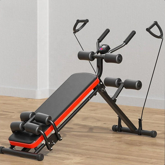 [EU Direct] Bominfit Ab Crunch-maske Foldbar Sidelæg Bughård Træningsbænk 3 Tilt-niveauer Justerbar Abs-træner Kerne-maskine med modstandsbånd og digital LCD-skærm til hjemmegym