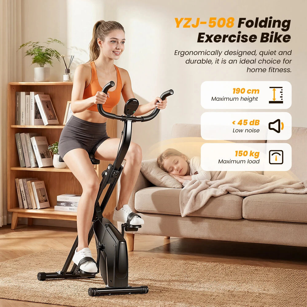 Formill YZJ508 magnetisk motionscykel - 6 kg svinghjul, 150 kg maks. belastning, dobbelt remtræk og bremsesystem, smart LCD, sammenfoldelig indendørs cykel til hjemmekontoret