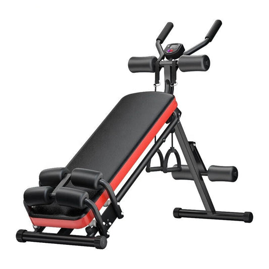 [EU Direct] Bominfit Ab Crunch-maske Foldbar Sidelæg Bughård Træningsbænk 3 Tilt-niveauer Justerbar Abs-træner Kerne-maskine med modstandsbånd og digital LCD-skærm til hjemmegym