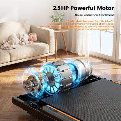 Formill FT33 Gåmåtte Under Bordet Løbebånd, 1-6 km/h Pladsbesparende Elektrisk Løbebånd med 12% Hældning, Vibrationsmassage Hjemmegym Fitnessudstyr, 120 kg Belastning