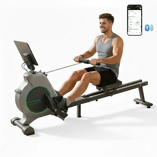 Formill QK-530 Magnetisk Romaskine - Ultra-støjsvagt svinghjul, APP-kompatibel, 16 modstandsniveauer med ergonomisk sæde, pladsbesparende og sammenklappelig til hjemmebrug