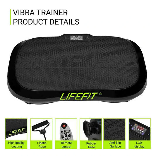 [EU DIREKT] LIFEFIT F-DESK-01-01 Vibrationsplade Træningsmaskine med Ringe Modstandsbånd Kroppetræning Vibrationsfitnessplatform Hjemme Træningsudstyr til Muskelformning