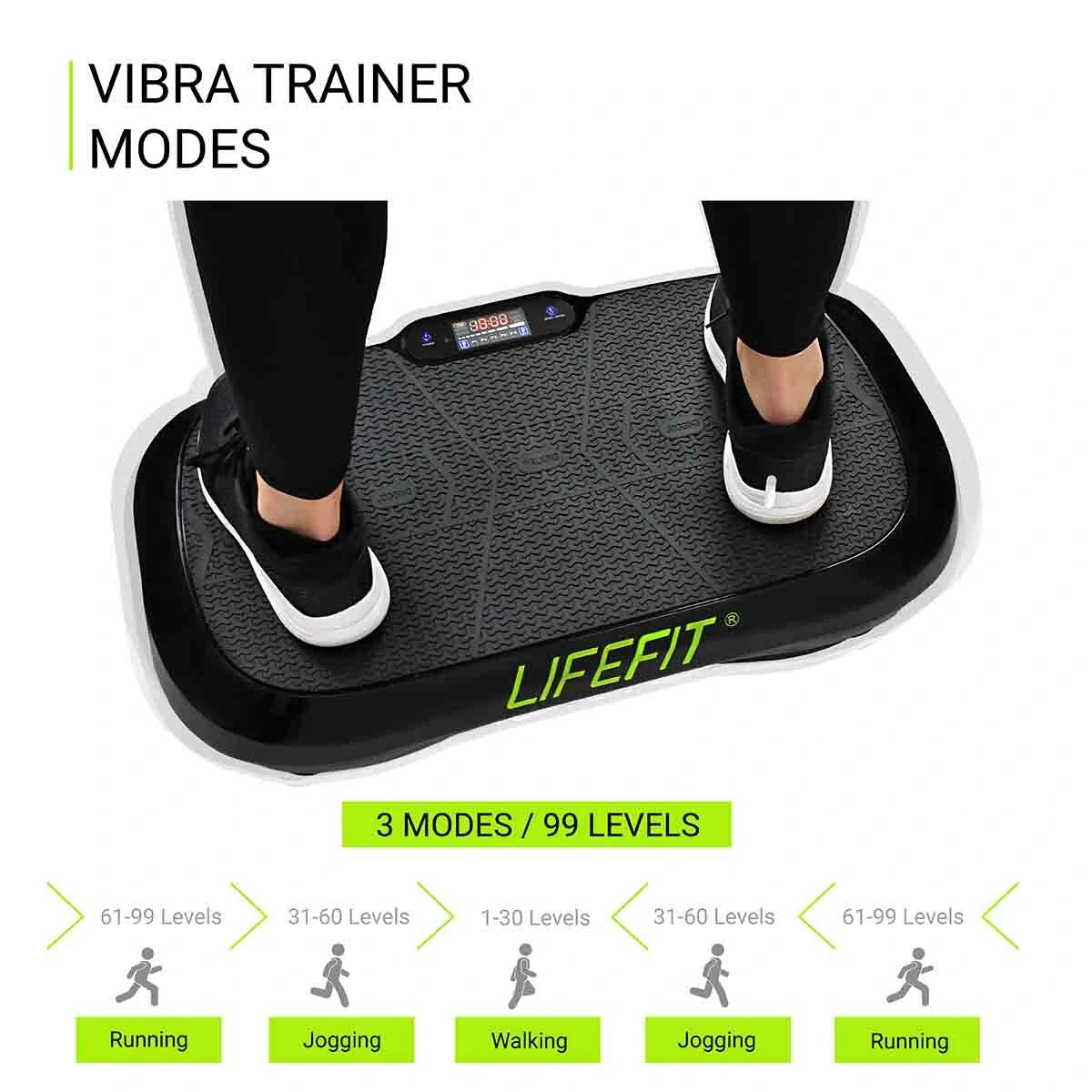 [EU DIREKT] LIFEFIT F-DESK-01-01 Vibrationsplade Træningsmaskine med Ringe Modstandsbånd Kroppetræning Vibrationsfitnessplatform Hjemme Træningsudstyr til Muskelformning