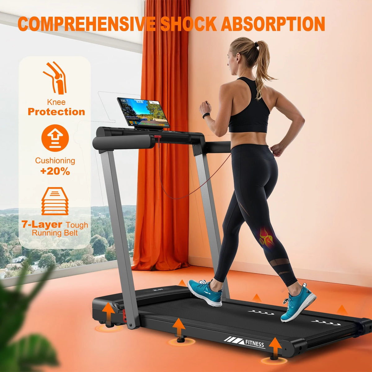 [EU Direkt] Bominfit FT50 4-i-1 Smart Gåpad med Dobbelt LED-display - Topfart 12 km/t,2,5 HK Stille Motor,Fjernbetjening & Appkontrol,120KG Kapacitet,12 Programmer til Hjemmekontor