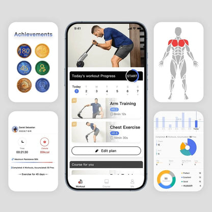 [EU Direkte] HALYTUS Hookee Plus Alt-i-en Smart Fitnessudstyr 5-100 lbs Modstand 20 Niveaus Justerbar Modstand App Træningsguide til Mave Hoftet Ben til Hjemmegymtræning med 1 Års Gratis Kurser