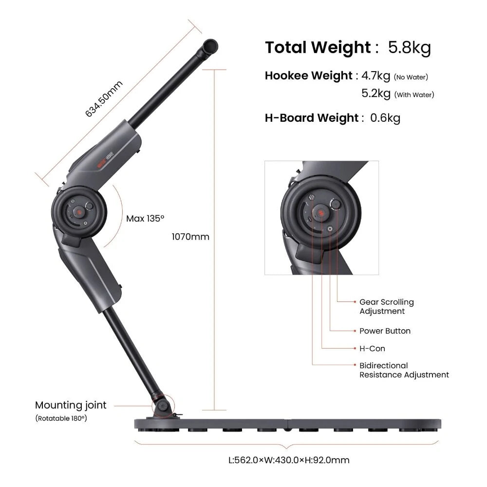 [EU Direkte] HALYTUS Hookee Plus Alt-i-en Smart Fitnessudstyr 5-100 lbs Modstand 20 Niveaus Justerbar Modstand App Træningsguide til Mave Hoftet Ben til Hjemmegymtræning med 1 Års Gratis Kurser