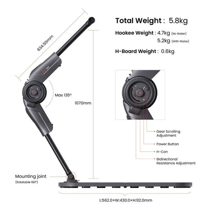 [EU Direkte] HALYTUS Hookee Plus Alt-i-en Smart Fitnessudstyr 5-100 lbs Modstand 20 Niveaus Justerbar Modstand App Træningsguide til Mave Hoftet Ben til Hjemmegymtræning med 1 Års Gratis Kurser