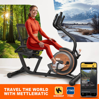 Bominfit BM5 Magnetisk Liggecykel - Ultrastille 4 kg svinghjul, perfekt gave til ældre & genoptræning, 16 niveauer, 150 kg kapacitet, app-forbindelse, pulsmåler