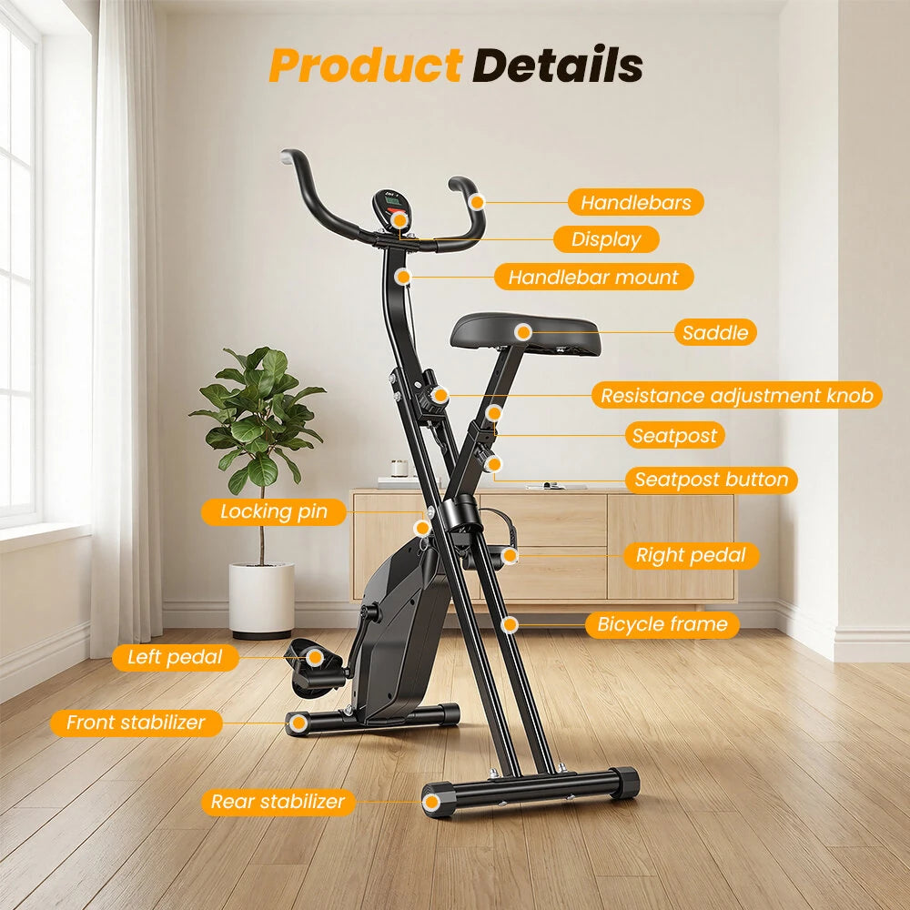 [EU Direct] Formill YZJ508 magnetisk motionscykel - 6KG svinghjul, 150KG maks belastning, dual remdrift og bremsning, smart LCD sammenfoldelig indendørs cykel til hjemmekontor