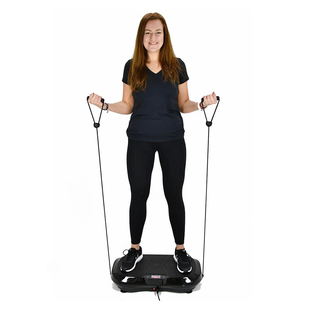 [EU DIREKT] LIFEFIT F-DESK-01-01 Vibrationsplade Træningsmaskine med Ringe Modstandsbånd Kroppetræning Vibrationsfitnessplatform Hjemme Træningsudstyr til Muskelformning
